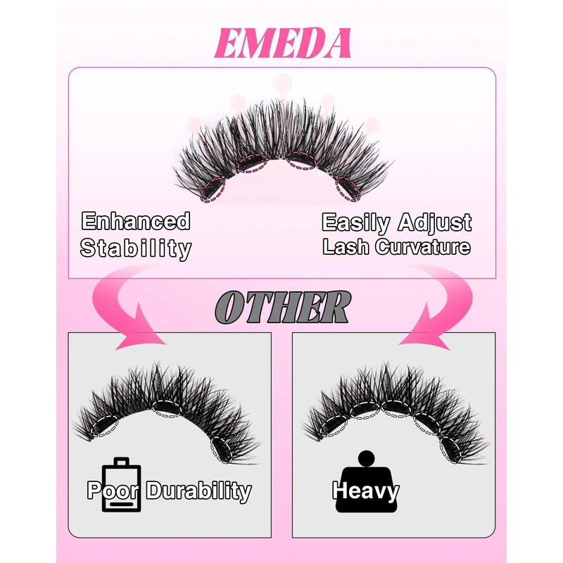 EMEDA Magnetic Eyelashes Natural Look No Glue Reusable Magnetic Lashes