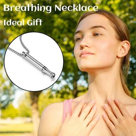 NJCXOLA Pack of 2 Necklace Against Anxiety, Stress Relief Necklace, Meditation Breathing Necklace, Breathing Necklaces, Mindful Breathing Necklace for Meditation Relaxation Calming