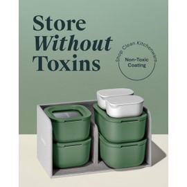 Caraway Mini Food Storage 11pc Set - Glass Storage Containers for Food - Non-Toxic Ceramic-Coated Glass - Air Release Technology - Compact & Stackable Design - Sage