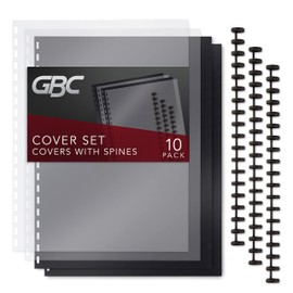 GBC ZipBind Pre-Punched Cover Set, Clear/Black, 10-Pack (26003)