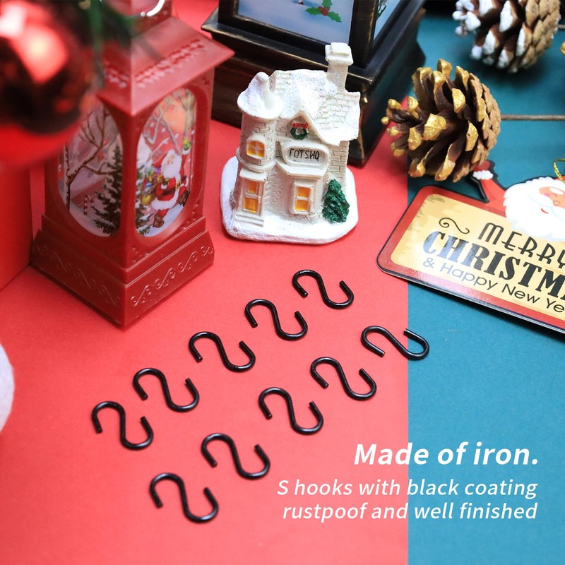 Meprotal 50pcs 1inch S Hooks, Black Mini Ornament Iron Hooks