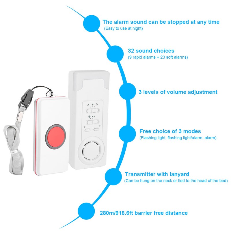 280M Wireless Caregiver Pager Home Care Alarm Call Button Nurse