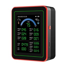 Comphic Air Quality Tester CO/CO2/HCHO/TVOC//PM0.3/PM1.0/PM2.5/PM10/Temperature/Humidity/Air Quality Tester 18 in 1 Air Detector WiFi Smart Air Quality Monitor Black