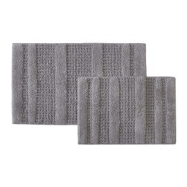 Kenneth Cole - Bath Rug Set, Soft Tufted Cotton Bathroom Decor, Absorbent Waffle Inspired Construction (Solid Waffle Grey, 2 Piece)