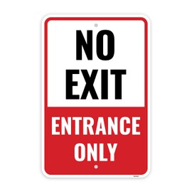 1PC No Exit Entrance Only Sign, 18 x 12 Inches - Aluminum - Not An Exit Signs For Business - Enter Here