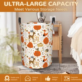 Laundry Basket,Animal Fox Deer Laundry Hamper Autumn Trees Leaves Collapsible Organizer Basket,Toy Storage Bin Room Decor Gift Clothes Baskets,Bedroom Children Nursery Hamper 16x20 Inch