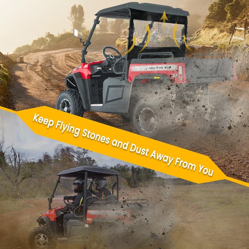 Chikia Hisun Sector 450 UTV Rear Windshield,Zipper Back Window For