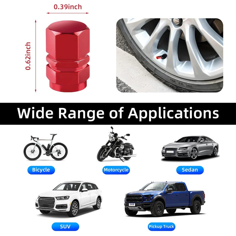 Kewucn 8 PCS Car Tire Valve Stem Caps, Aluminum Alloy
