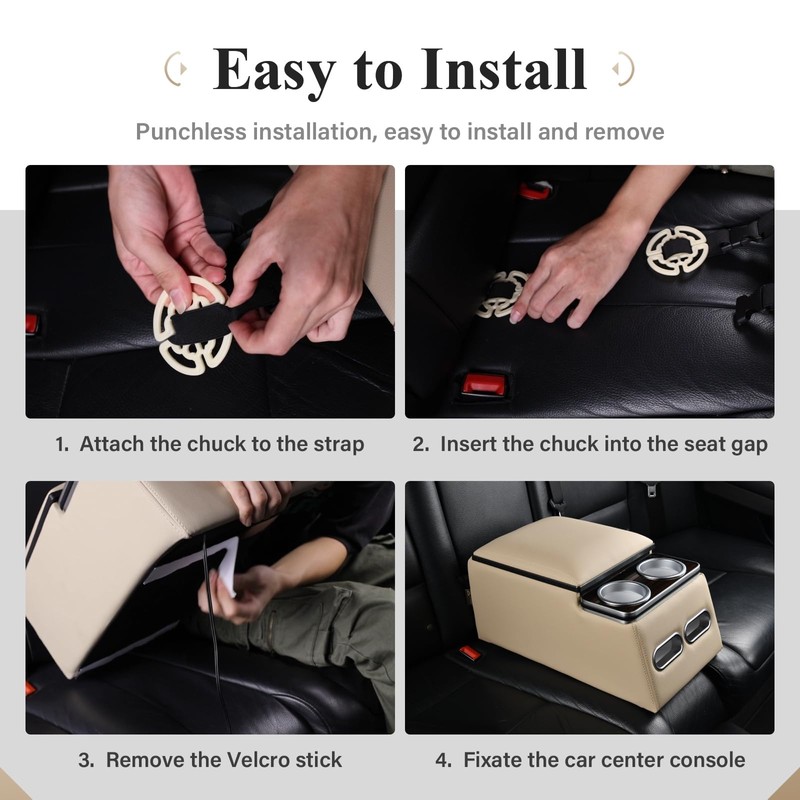 Coverado Car Center Console, Universal Rear Bench Seat Consoles, Truck