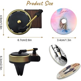 Yharnamite 2 Pcs Taylor Car Air Fresheners Vent Clips with 12 Pcs Album Cover Air Fresheners, Retro Style Record Player Air Freshener Car Accessories Decoration, Music Lovers Gift