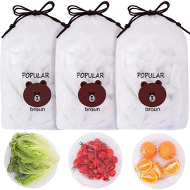 Tivcck 300PCS Fresh Keeping Bags,Elastic Food Storage Covers,Universal Kitchen Wrap Seal Caps,Food Covers Stretch Reusable,Stretch Plastic Wrap Bowl Covers,Elastic Stretch Adjustable Bowl Lids