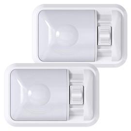 Leisure LED 2 unidades 12 V RV techo cúpula luz RV iluminación interior lente esmerilada para remolque camper con interruptor, cúpula única 300LM (lente esmerilada blanco natural 4000-4500K, 2 unidades)