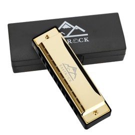 EastRock Harmonica C-major Harmonica with Box 10-hole harmonica for student, advanced and beginners silver and black, Gold