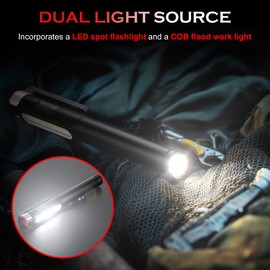 Recgargeable Pen Light, 800 Lumens LED Pen Flashlights 6 Modes COB Magnetic Flashlight with Clip Bright Pocket Flashlights Work Light Portable Waterproof Durable Penlight for Work Emergency