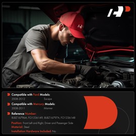 A-Premium Front Driver and Passenger Hood Hinges Compatible with Ford Escape 2008-2012 & Mercury Mariner 2008-2011, Front Left and Right Side, 2-PC Set, Replace# 8L8Z16796A, 8L8Z16797A