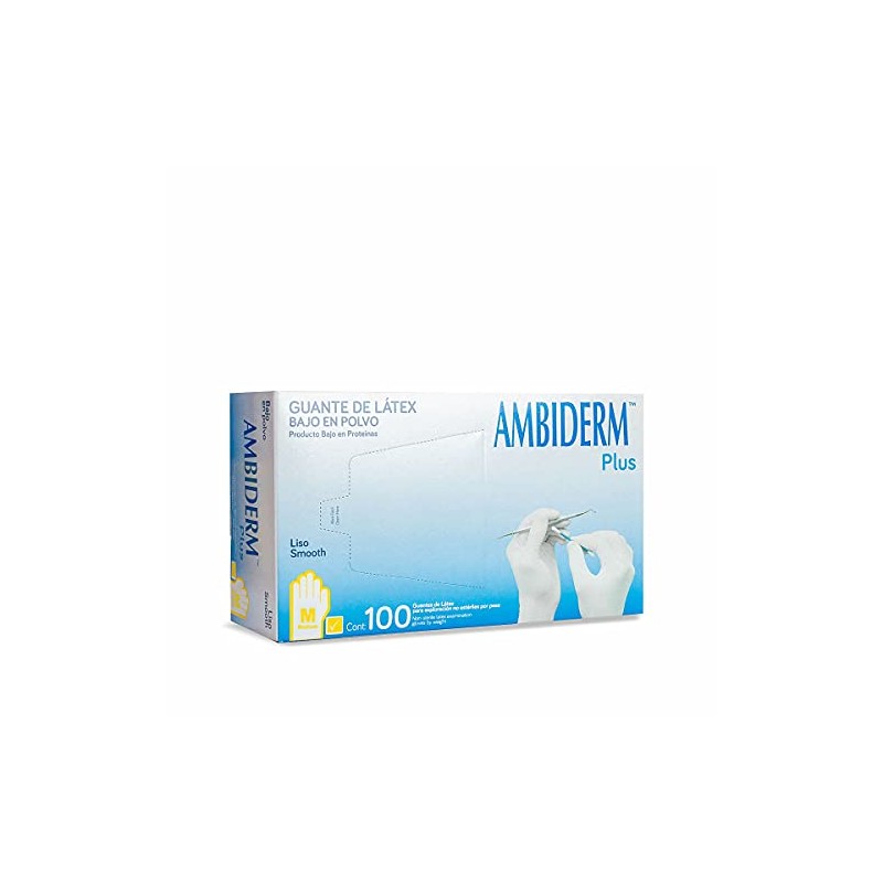 GUANTE AMBIDERM PLUS LISO AMARILLO MEDIANO CAJA C/100 PZAS