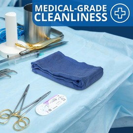 Surgical Towels for Cleaning Huck Towels 12 Pack 100% Cotton Size 15x25 Blue Cleaning Rags for Kitchen, Bar, Home, Windows, Industrial Shop, Glass Super Absorbent Lint Free Commercial Grade