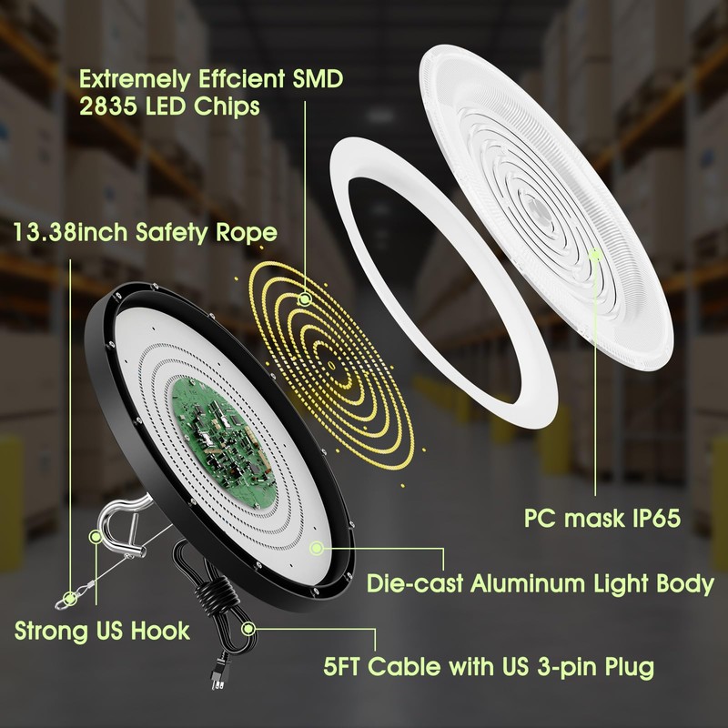 Paideste UFO LED High Bay Light 200W, 20000LM LED Shop