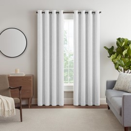Eclipse Décor Quinn Textured Solid 100% Blackout Curtain, Absolute Zero Curtain for Privacy, Perfect as Living Room Curtains or Bedroom Curtains, 84 in Long x 50 in Wide, White