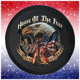 Large Spare Tire Cover Home Free Because Brave Military Flag Eagle Black 35 Inch