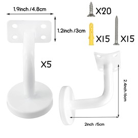 5pcs Handrail Holder Stainless Steel Handrail Bracket Wall Brackets Handrail Railing Stainless Steel Handrail Holder Stainless Steel Used for Indoor and Outdoor Stairs Handrail Stair Bracket White
