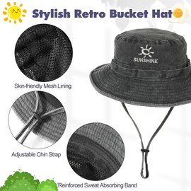 TAGVO Vintage Sun Hat Children, Unisex Summer Fishing Hat Boys with Adjustable Chin Strap for 2-3 Years, Breathable Sun Hat for Outdoor and Beach, Army Green