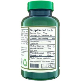 Green Organic Supplements Magnesium L-Threonine 90 VCaps (Pack of 2)