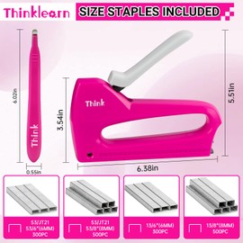 THINKLEARN Light Duty Staple Gun for Wood - Pink 4-in-1 Upholstery Staple Gun with 1600pcs JT21 Staples and Staple Remover, Fabric Staple Gun for Upholstering, Staple Gun for Crafts, DIY, Decoration