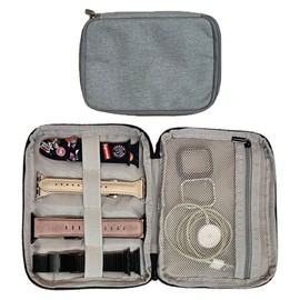 PINHEN Watch Band Organizer - Straps Holder Carrying Case Storage Bag Travel Pouch for Women Men Most Sizes of Watch Bands Accessories (Gray, Single Layer-S)