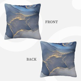 Abstract Marble Blue and Gold Pillow Covers 18x18 Set of 2, Art Marble Morden Throw Pillow Covers Outdoor Decorative Pillow Case for Couch Bed Sofa Cushion Home Decor