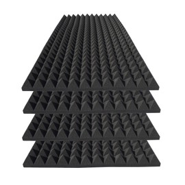 KTOESHEO 4 Pack Pyramid Sound Proof Foam Panels,48x24x2 Inch Acoustic Foam,High Density Soundproof Wall Panels,Fireproof Cancelling Studio Panel Reducing Noise & Echo (Black)