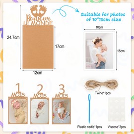 Augesak Französisch Foto Banner Baby, Fotogirlande Geburtstag Deko, Geburtstag Banner Foto für 1 bis 12 Monate Baby, Geburtstagsdeko Hängende Wanddekoration für Mädchen Jungen