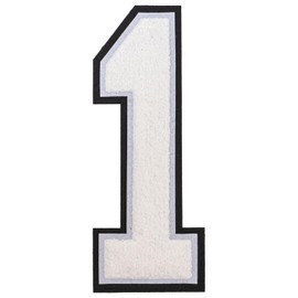 1 PCS 10 Inch Large Chenille Number Patches - Iron On Big Varsity Numerals, Extra Large Numbers for Clothing, Backpacks, Hats, Jeans (White 1)