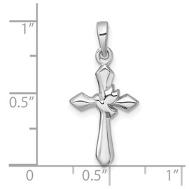 JewelryWeb 12.6mm 925 Sterling Silver Rhodium Plated Polished Religious Faith Cross With Dove Pendant Necklace-Pendant for Women