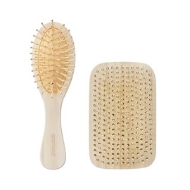 EcoTools Travel Hairbrush Bundle, Detangle & Smooth Hair On-The-Go, Brushes For Wet Or Dry Hair, Heat Resistant Mini Hairbrushes, Eco-Friendly Bamboo, Vegan, & Cruelty-Free, 2 Count