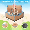 Large Pirate Ship Sandbox, Wooden Sand Box with Seat and