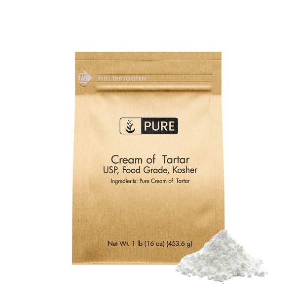 PURE Cream of Tartar (1 lb.), Eco-Friendly Packaging, All-Natural, Non-GMO, For Baking, Cleaning, DIY Bathbombs, & More