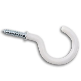CUP HOOK 19MM TO SHOULDER TOTAL LENGTH 30MM WHITE PVC COATED ( pack 10 )