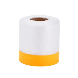 HOPESPANNER Pre-Taped Masking Film Plastic Cover PE Film Natural Fiber Material 1 Pc 2500x30cm / 82.02ftx11.81" White Orange
