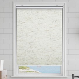 Cordless Roller Shades Blackout Blinds for Windows Room Darkening Rolled Up Shades with Spring System, UV Protection Natural Linen Fabric Window Shades Door Blinds for Home（52" W x 72" H, Linen Cream