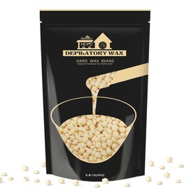 Lifestance 450 g Waxing Beads Formulated for Beginners, Wax Beads with 10 Wooden Spatulas for Hair Removal, Cream Wax Hair Removal Beads for Fine Hair, Face, Eyebrow, Arms, Fingers and Toes