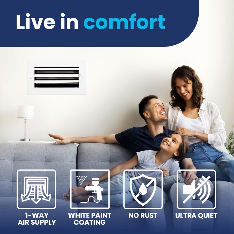 4x8 Inch (Duct Opening) Aluminum 1-Way Air Flow Vent –