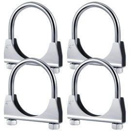 Datanly 4 Pcs 4" Exhaust Clamp Heavy Duty U-bolt Exhaust Clamp - Saddle Design Muffler Pipe Connector, Tip Hook Clip, Galvanized Iron, Fits 4" Od Pipes