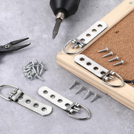 6 PCS Super Heavy Duty Extra Large Strap Hanger Heavy Duty Picture Hanger D Ring Hangers Stainless Steel Picture Frame Hangers with 24PCS Screws Mirror Hanging Hardware for Hanging Pictures