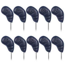 Golf Iron Cover Magnetic Wedge Cover Club Head Cover Set 10 Pieces (4-9, P, A, S, L) Perforated Number Dark Blue Synthetic Leather