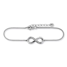 caï Women's Bracelet Curb Chain Infinity Sign 925 Sterling Silver Topaz White 20 cm, Sterling Silver, Topaz