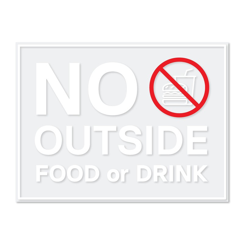 No Outside Food or Drink Sign, Clear Self Adhesive Vinyl