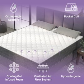 NapQueen Full Mattress, 12 Inch Victoria Hybrid Cooling Gel Infused Pocket Spring and Memory Foam Mattress, Full Size Mattress Bed in a Box, CertiPUR-US Certified, Fiberglass-Free Mattress