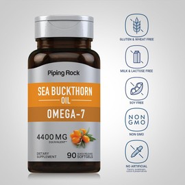 Piping Rock Piping Rock Sea Buckthorn Oil Capsules 4400mg | 90 Softgels | Sea Buckthorn Berry Extract | with Omega-7 | Gluten Free, Non-GMO