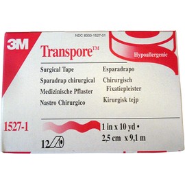 3M Transpore Clear 1-Inch Wide First Aid Tape, 10-Yard Roll (2 Rolls), Model:1527-1